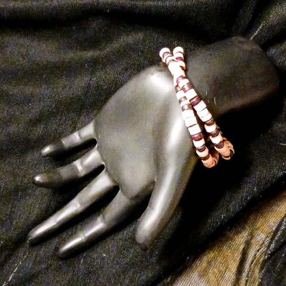 Puka-style beaded stretchy necklace (unisex) or double looped bracelet - Picture 3 of 4